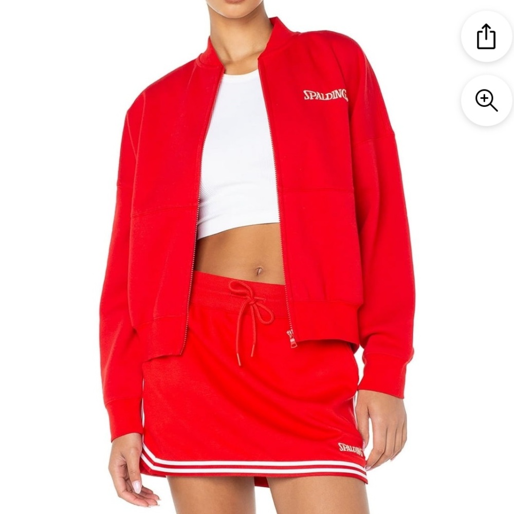 Spalding Set Red Zip-Front Jacket with Matching Skort Set